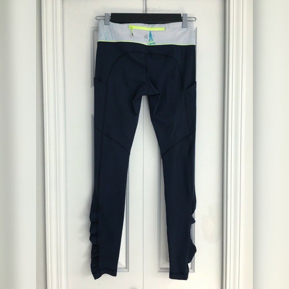 LULULEMON Speed Tight IV Inkwell Navy Gray Waistband Yoga Legging Size 4 - Picture 1 of 10